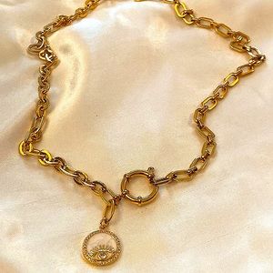 Evil eye necklace New gold tone stainless steel necklace approximately 20”